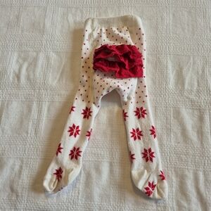 Hanna Andersson size 60 or 3-6 months snowfkake tights with tush ruffles